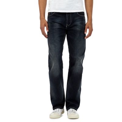 Designer dark blue regular leg jeans